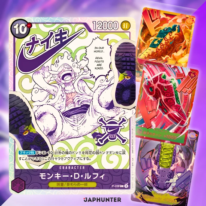 Carte premium One Piece Card Game de la collaboration Nike x One Piece, avec Monkey D. Luffy